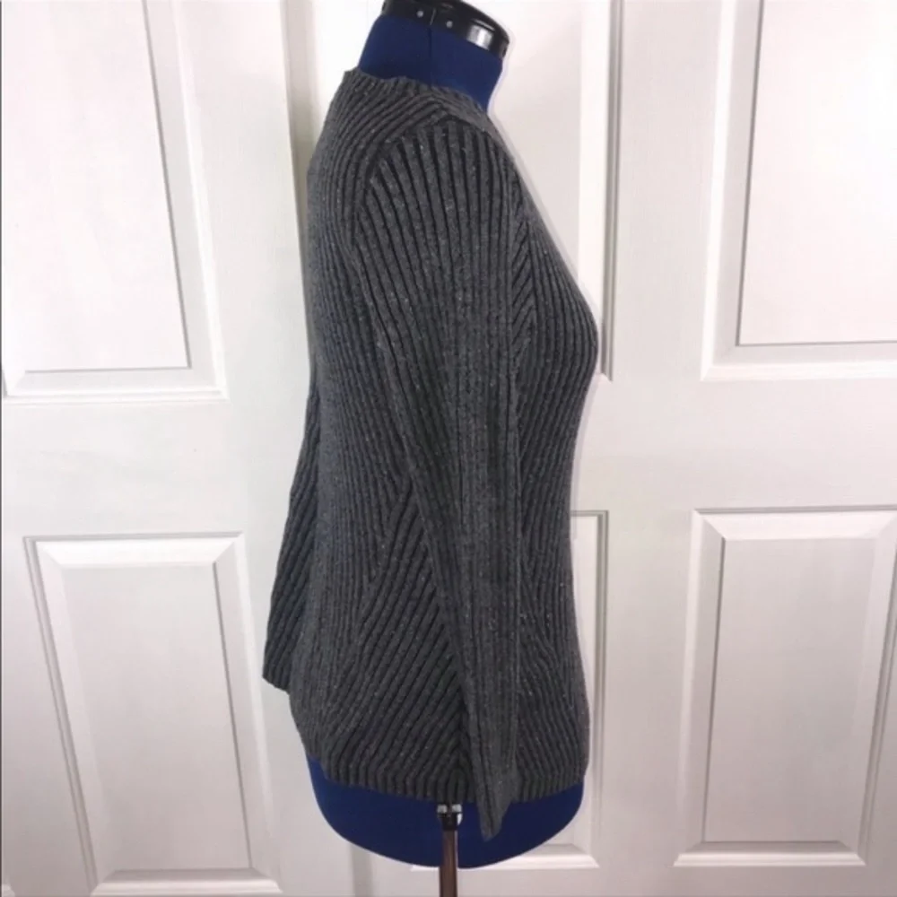 NWT‎ Style & Co 0X grey/black v neck ribbed crew neck long sleeve sweater